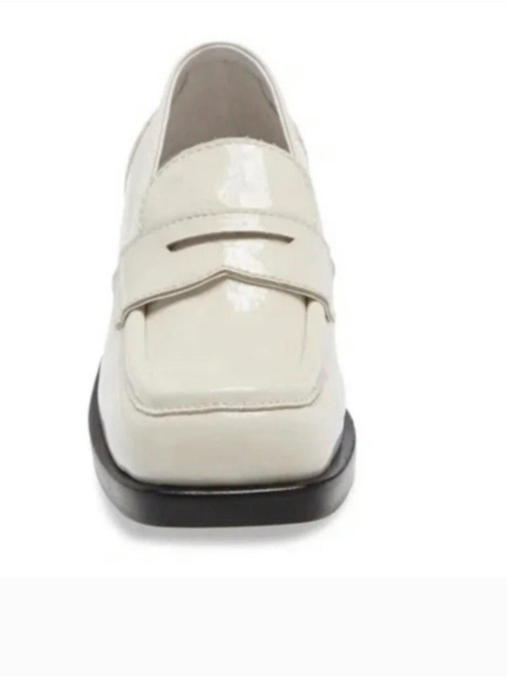 Jeffrey Campbell crinkle patent leather chunky loafers in ivory size 11 HTF - Picture 4 of 13